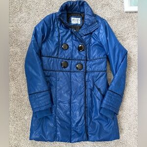 Delia’s brand women’s royal blue puffer jacket w/button and zip closure
